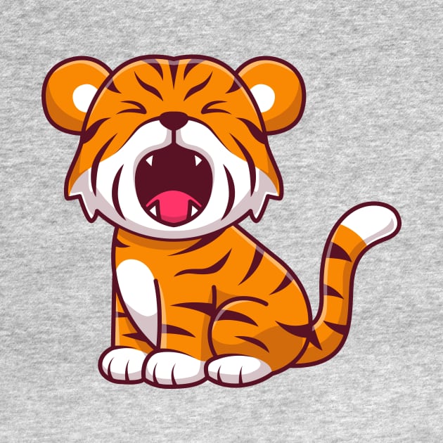 Cute Tiger Roaring Cartoon by Catalyst Labs